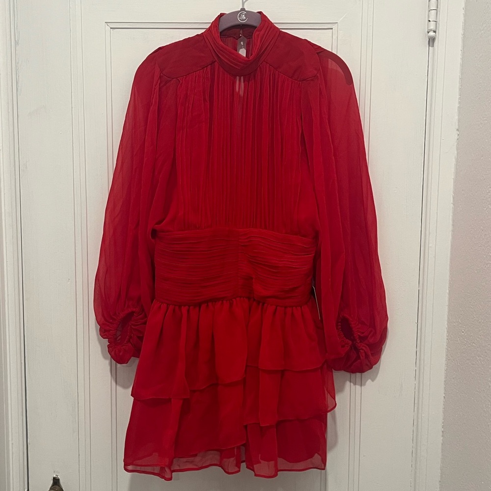 NWT Express Red Mock Neck Long Sleeve Mini Dress.